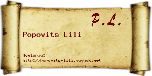 Popovits Lili névjegykártya